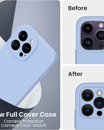 FireNova Designed for iPhone 14 Pro Max Case, Silicone Upgraded [Camera Protection] Case with [2 Screen Protectors], Soft Anti-Scratch Microfiber Lining Inside, 6.7 inch, Light Blue