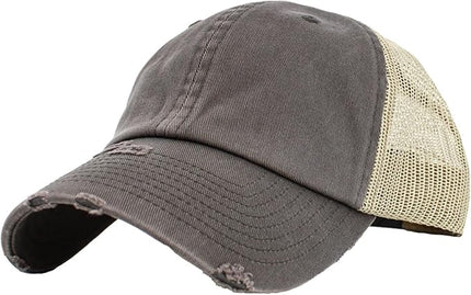 KBETHOS Vintage Washed Distressed Cotton Dad Hat Baseball Cap Adjustable Polo Trucker Unisex Style Headwear