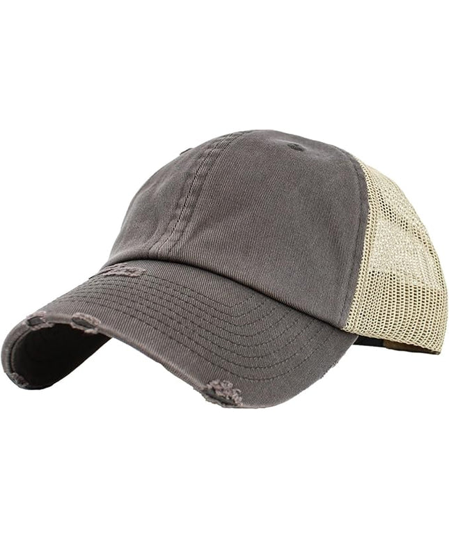 KBETHOS Vintage Washed Distressed Cotton Dad Hat Baseball Cap Adjustable Polo Trucker Unisex Style Headwear