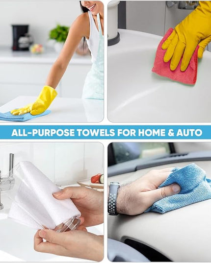 AIDEA Microfiber Cleaning Cloth, Shop Towels 330 Sheets 6 Roll, Microfiber Towels for Cars, Blue Shop Rags Washable, Cleaning Rags Reusable Paper Towels for Automotive, Workshops, House,11×9"