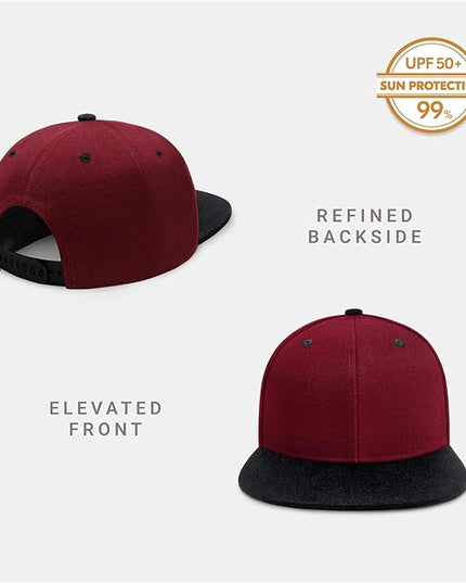 CHOK.LIDS Flat Bill Visor Classic Snapback Hat Blank Adjustable Brim High Top End Trendy Color Style Plain Tone Baseball Cap