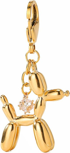 Balloon Dog Keychain, Stainless Steel Elegant Golden Bag Charms for Adults