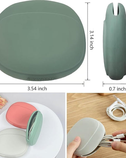 Silicone Headphone Organizer-Data Cable Storage Case-Mini Key Box-Portable Wired Headphone Organizer(Red-Grey-Green-3PCS)
