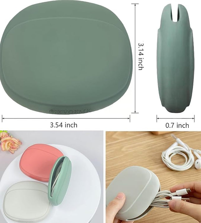Silicone Headphone Organizer-Data Cable Storage Case-Mini Key Box-Portable Wired Headphone Organizer(Red-Grey-Green-3PCS)