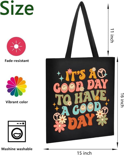 AUSVKAI Canvas Tote Bag Aesthetic for Women, Cute Cloth Cotton Bags for College Shopping Beach Grocery and Trendy Gifts