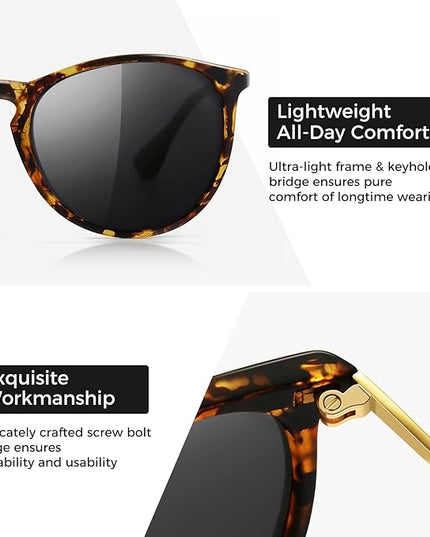 SUNGAIT Premium Vintage Round Sunglasses for Women Men Classic Retro Trendy Style