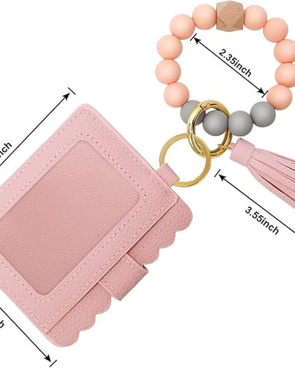 Wristlet Keychain for Women Silicone Key Ring Bracelet Wristlet Wallet Bracelet Keychain Card Holder Keyring