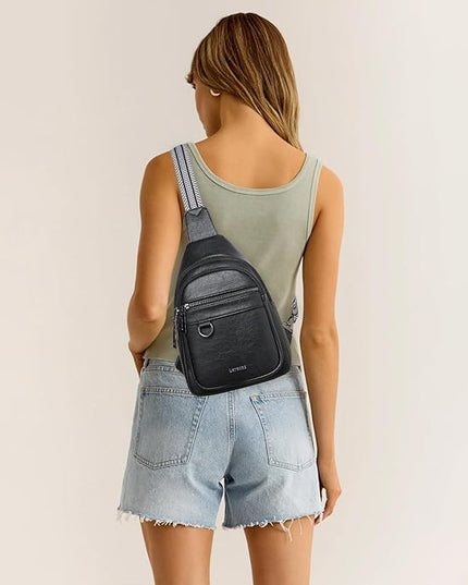 7L Sling Bag for Women Men Vegan Leather Crossbody Bags Fanny Pack Purse Backpack Over Shoulder Bag Travel Anti Theft