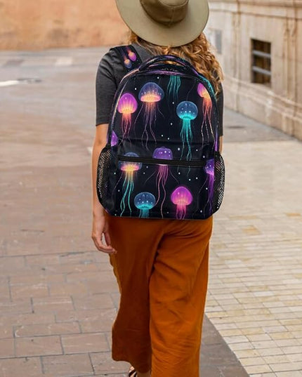 Large Backpack with 15.6 Inch Laptop Compartment, Fantasy Jellyfish Ocean Animal Adult Backpack for Work, Travel & School College Boys Girls