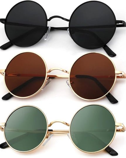 KALIYADI Round Polarized Sunglasses for Men Women Retro Metal Hippie Circle Style Sun Glasses UV Protection