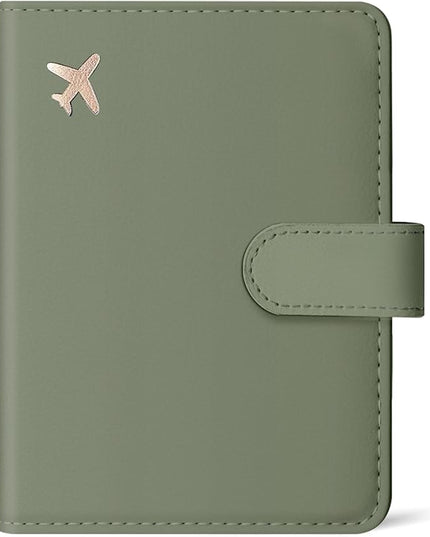 Passport Holder for Travel Essentials, RFID Blocking Leather Cover Wallet with Magnetic Closure, Aesthetic & Cute Passport Book Case for Women and Men - Green