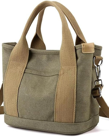 Small Tote Bag with Zipper, 2024 Canvas Multi-Pocket Crossbody Bag Shoulder Bag Satchel Hobo Bag Messenger Bag