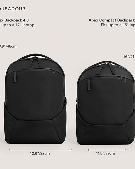Troubadour Apex 4.0 Compact - 16L Premium Laptop Backpack - Ergonomic & Water Resistant - Designed for Work and Travel - Black