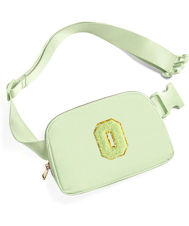 Gitus Gifts for 8 9 10 11 12 Year Old Girls Belt Bag Fanny Pack Crossbody Bags with Initial Letter Patch Cute Stuff Birthday Gifts for Teen Girls Women Personalized Trend Stuff (Light Green-O)