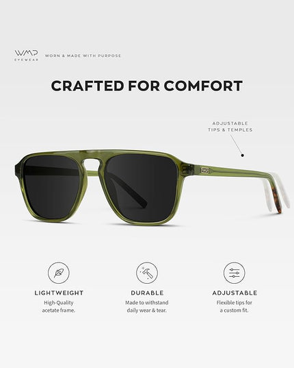 WearMe Pro Polarized Modern Aviator One-Bridge Square Mens Sunglasses