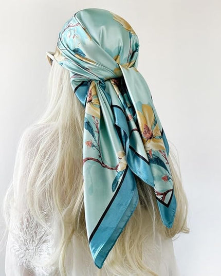 Julunar Silk Like Head Scarf for Women - Satin Large Hair Scarves - 35" Square Silk Hair Wrap for Sleeping with Gift Packed