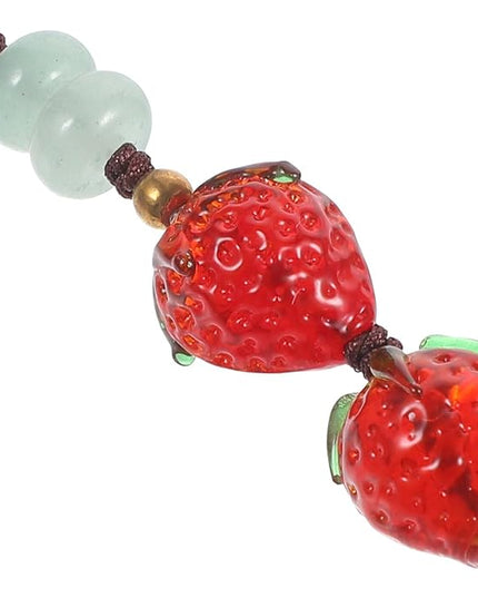 Beaded Strawberry Phone Charm Lanyard Cute Cellphone Chain Strap for Smartphones Cameras Key Fobs Wrist Hanging Accessory Easy to Install