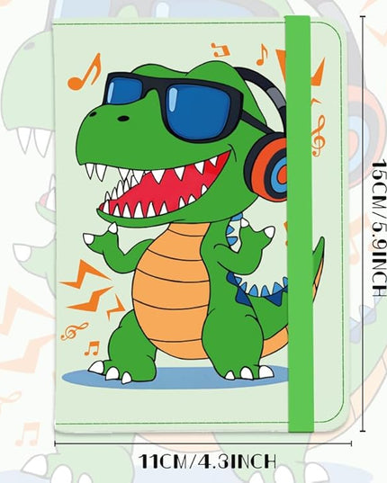 Dinosaur Passport Holder Cover Cute Green Travel Wallet Passport Case with Credit Card Slots for Women Men Travelling Essentials for Flying