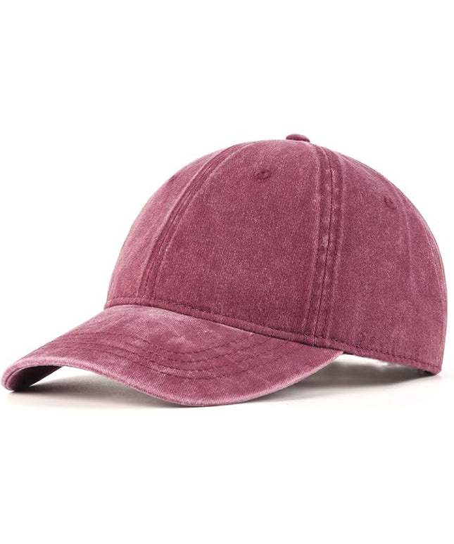 XXL Oversize Washed Denim Baseball Cap,Low Profile Jean Sports Cap for Big Heads 23.5"-25.5",Large Pigment Dyed Dad Hat