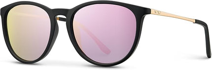 WearMe Pro Round Polarized Sunglasses for Women - UV400 Protection, Lightweight Frame, Vintage Retro Style