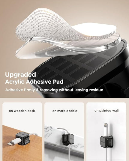 9 Pack Magnetic Cable Clips [Cable Smooth Adjustable] Cord Holder, Under Desk Cable Management, JOYROOM Adhesive Wire Holder Keeper Organizer for Home Office Desk Phone Car Wall Desktop Nightstand