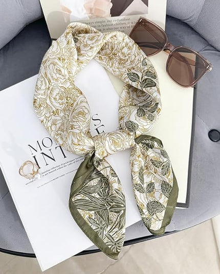 MINIDORA Satin Scarves for Women 27.5 × 27.5 inches Medium Square Elegant Silk Feeling Head Scarf