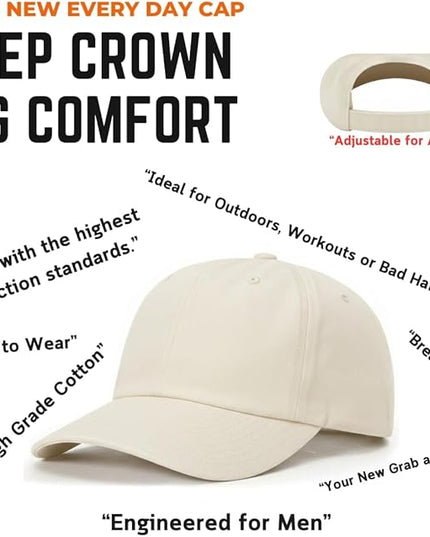 Stitch and Bill Mens Athletic Deep-Crown Baseball Cap 100% Soft Cotton Unstructured Dad Hat Outdoors Adjustable