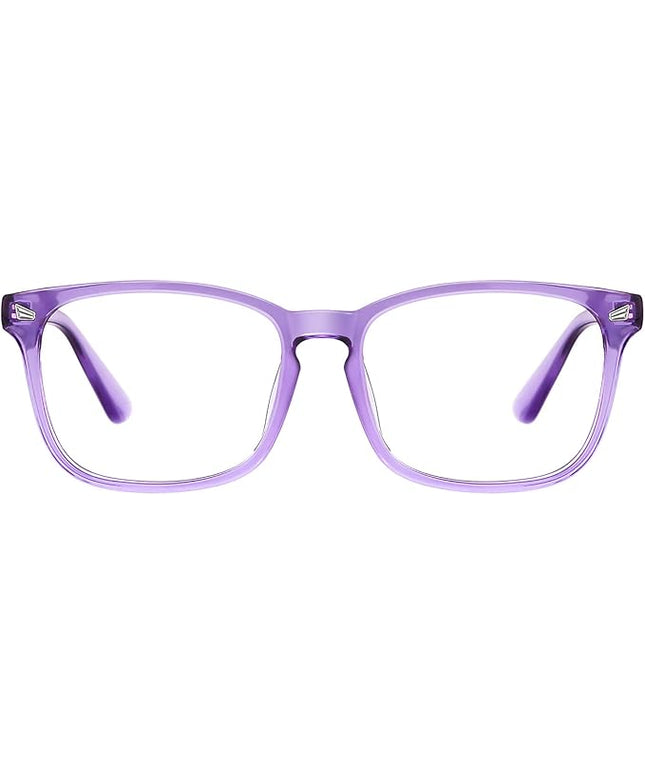 TIJN Blue Light Blocking Glasses for Women Men Clear Frame Square Nerd Eyeglasses Anti Blue Ray Computer Screen Glasses (Purple)