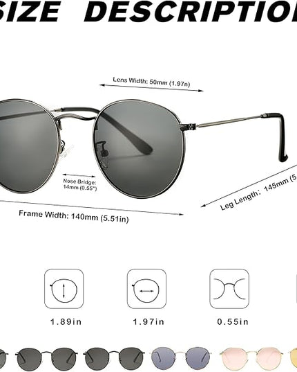 Pro Acme Small Round Metal Polarized Sunglasses for Women Retro Designer Style