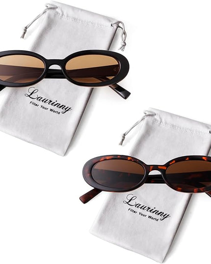 90s Sunglasses for Women Men Retro Small Oval Sunglasses