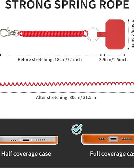 Phone Tether Lanyard Anti Theft Phone Strap with Carabiner Anti-Drop Outdoor Skiing Hiking Cycling Fishing Climbing fit iPhone and Most Cell Phones (Black+Red)