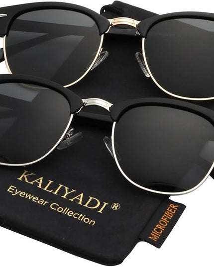 KALIYADI Polarized Sunglasses for Men and Women Semi-Rimless Frame Driving Sun glasses UV Blocking