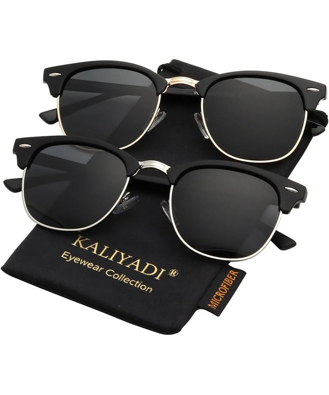 KALIYADI Polarized Sunglasses for Men and Women Semi-Rimless Frame Driving Sun glasses UV Blocking