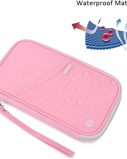 defway Passport Holder Travel Wallet - Family Passport Holder of 4, RFID Blocking Passport Wallet for Men Women, Travel Essentials for Flying (Pink)
