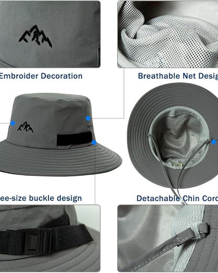 TOP-EX L/XL/XXL UV50+ Waterproof Bucket Sun Hat for Fishing Golf Hiking All-Weather Outdoor Rain Hat Stiff Brim