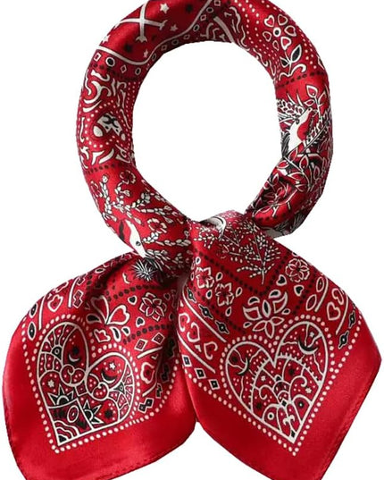 ANDANTINO 100% Pure Mulberry Silk Small Square Scarves -21'' x 21''- Digital Printed Neckerchief –Women Men Lightweight Scarf