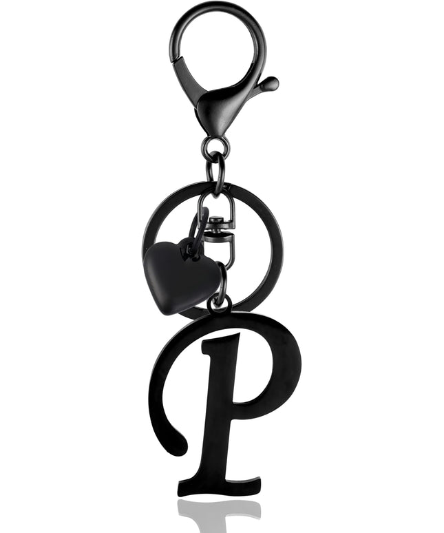 A-Z Heart Initial Letter Keychain, Stainless Steel Alphabet Charm for Handbags, Gift for Women and Girls