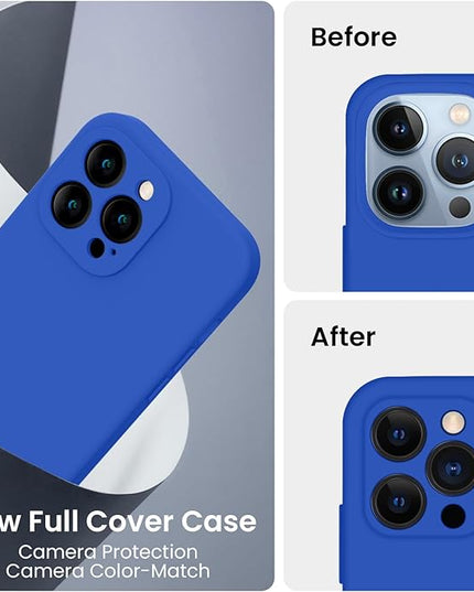 FireNova Designed for iPhone 13 Pro Case, Silicone Upgraded [Camera Protection] Phone Case with [2 Screen Protectors], Soft Anti-Scratch Microfiber Lining Inside, 6.1 inch, Klein Blue