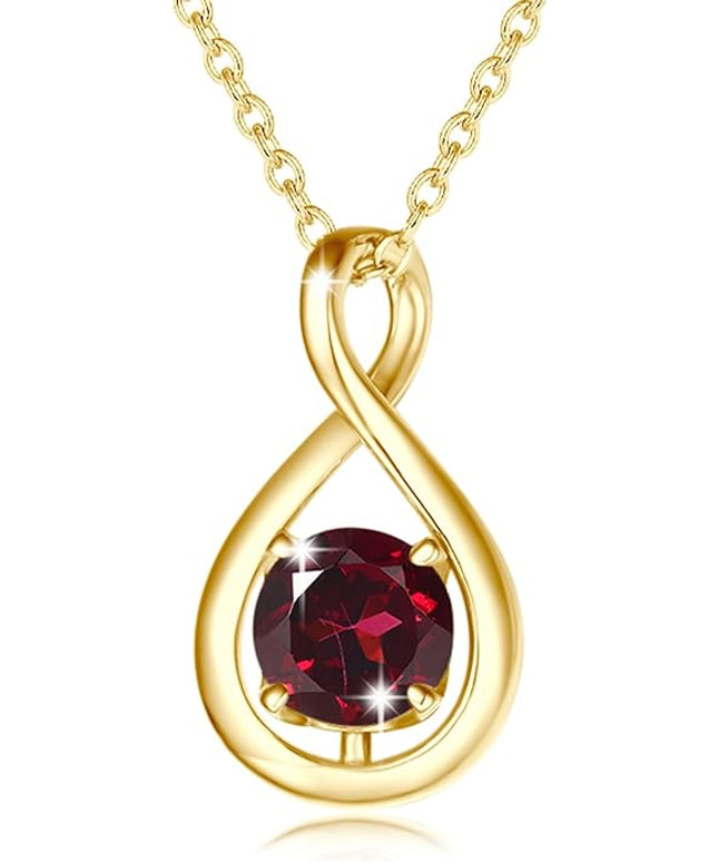 FANCIME Birthstone Necklaces for Women Fine Jewelry Sterling Silver Dainty Infinity Pendant Anniversary Birthday Christmas Gifts for Her Wife Mom Lady Daughter, Chain 16"+2" Extend