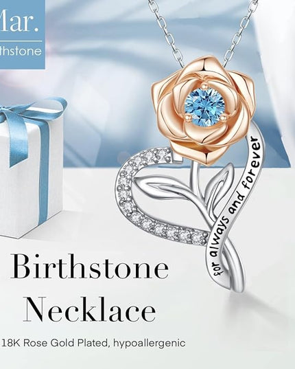 LAVALE Heart Birthstone Necklace for Women, Ideal Anniversary Birthday Gifts for Women Wife Girlfriend Her, Amazing Valentine's day Gift for Mom Women