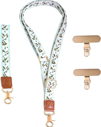 LEMEDE Phone Charm Lanyard, Gold Buckle Adjustable Crossbody and Wrist Strap with 2pcs 360-Degree Rotatable Phone Pad