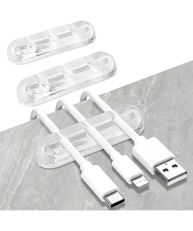 SOULWIT Cable Holder Clips, 3-Pack Cable Management Cord Organizer Clips Silicone Self Adhesive for Desktop USB Charging Cable Nightstand Power Cord Mouse Cable Wire PC Office Home
