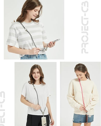project-cb Phone Lanyard×1,Phone Tether Tab×2, Crossbody Cell Phone Lanyard,Rope Lanyard,Universal Adjustable Phone Strap (Brown-S)