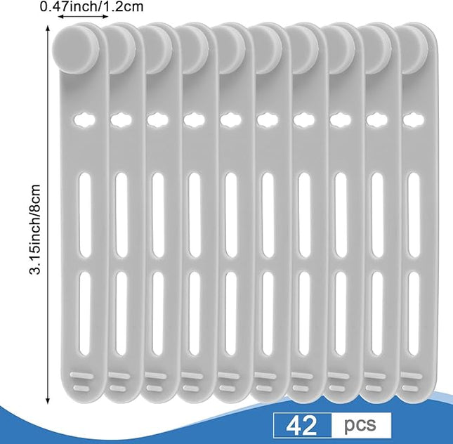42 Pcs Silicone Cable Ties Reusable Cord Straps Multipurpose Elastic Cable Organizer for Bundling Fastening Earphone Phone Charger Home Office School(Gray,3.15 Inch)