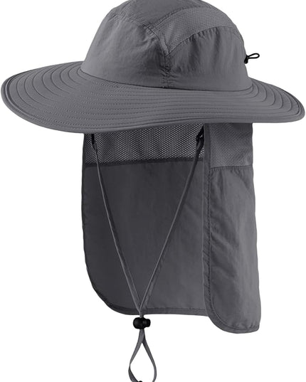 Home Prefer UPF 50+ Mens Wide Brim Fishing Hat with Neck Flap Sun Hat for Men Women Sun Protection Cap