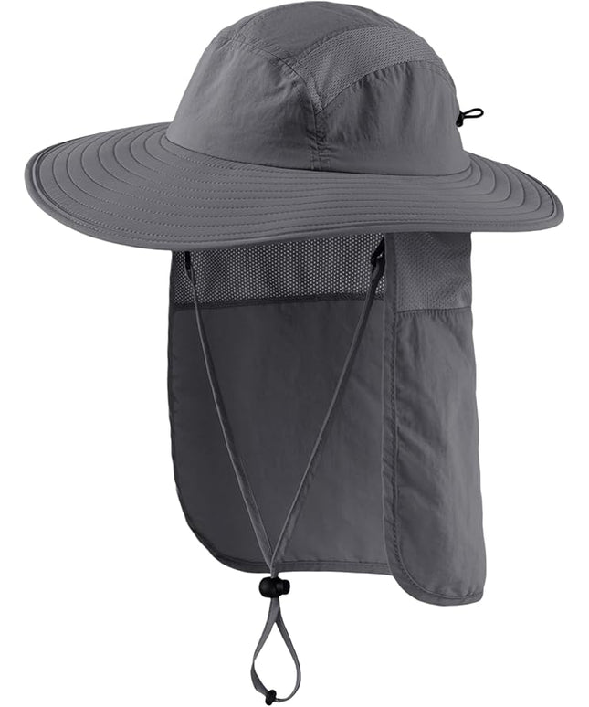 Home Prefer UPF 50+ Mens Wide Brim Fishing Hat with Neck Flap Sun Hat for Men Women Sun Protection Cap