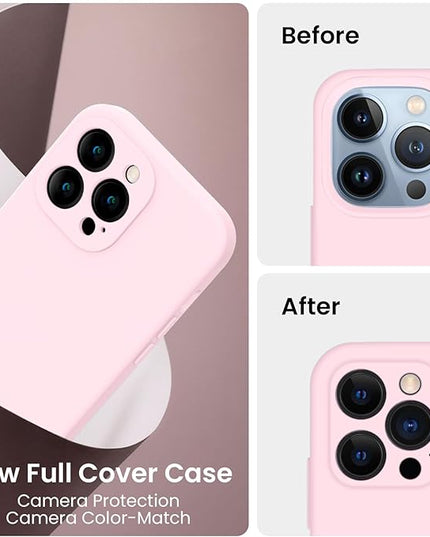 FireNova Designed for iPhone 13 Pro Max Case, Silicone [Camera Protection] Phone Case with [2 Screen Protectors], Soft Anti-Scratch Microfiber Lining Inside, 6.7 inch, Chalk Pink