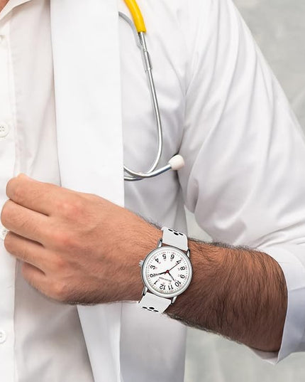 GOLDEN HOUR Waterproof Nurse Watch for Medical Professionals, Students Women Men - Military Time Luminouse Easy Read Dial, 24 Hour with Second Hand, Colorful Silicone Band
