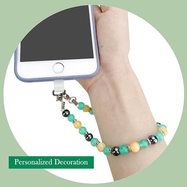Marble Beaded Phone Wrist Strap, Cellphone Lanyard with Tether Tab, Hands-Free Wristlet Bracelet