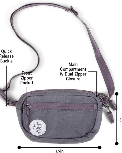 Baboon to the Moon Fanny Pack Mini 1.5L Compact Waist Bag Water Repellent Crossbody Belt Bag Lightweight Travel Everyday Bag for Men Women, Grey